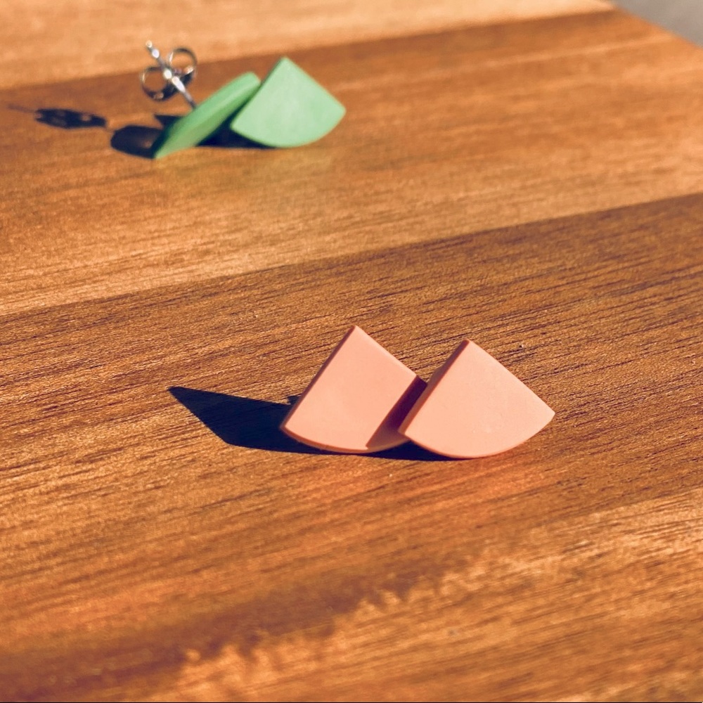 Minimalist triangle stud polymer clay earrings